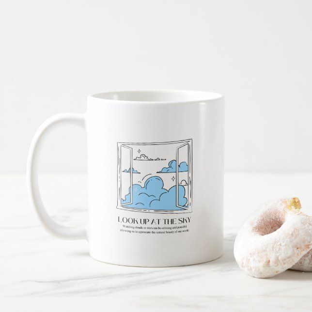 Caneca De Café Olhe Para Céu (Com Donut)