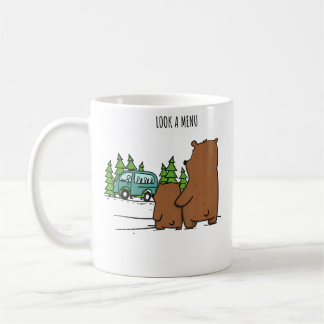 Caneca De Café Olhe Um Cardápio Urso Engraçado Acampando