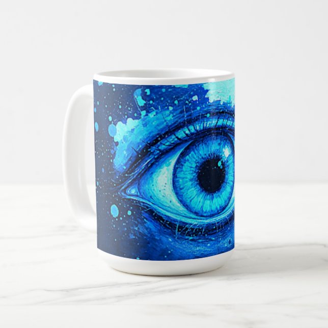 Caneca De Café Olho Azul Elétrico (Frente Esquerda)