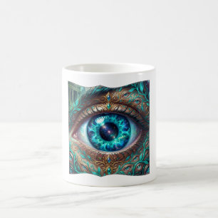 Caneca De Café Olho Azul Elétrico Grande em Cena de Fantasia