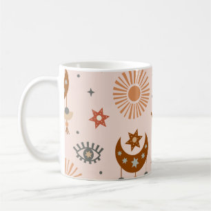 Caneca De Café Olho celestial, lua, padrão solar.
