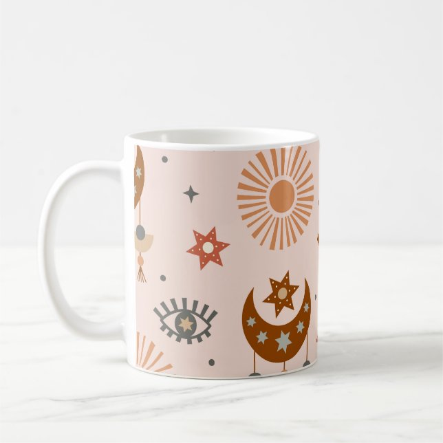 Caneca De Café Olho celestial, lua, padrão solar. (Esquerda)