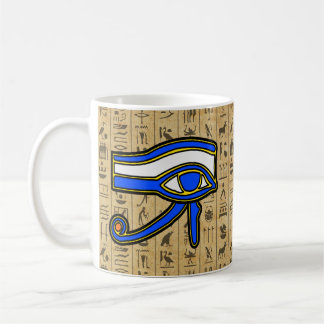 Caneca De Café Olho De Cavalo Azul Em Hieroglifos