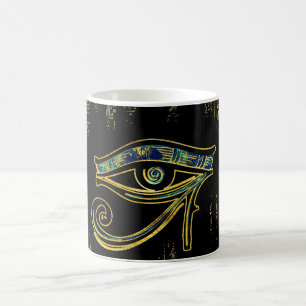 Caneca De Café Olho egípcio de Horus em hieroglyphics e em