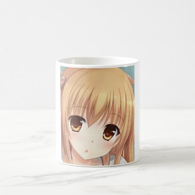 Caneca De Café Olhos âmbares de animação de cabelos dourados surp (Centro)
