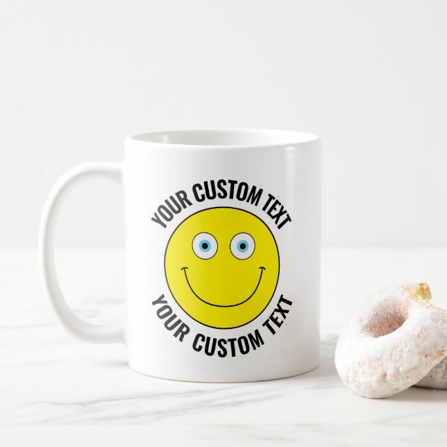 Caneca De Café Olhos Azuis e AMARELOS Personalizados (Com Donut)