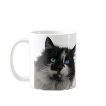 Caneca de Café Olhos Azuis Gato Preto Alma Azul