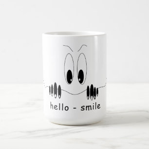 Caneca De Café Olhos Curiosity Engraçados - Sorria - Adicione Se