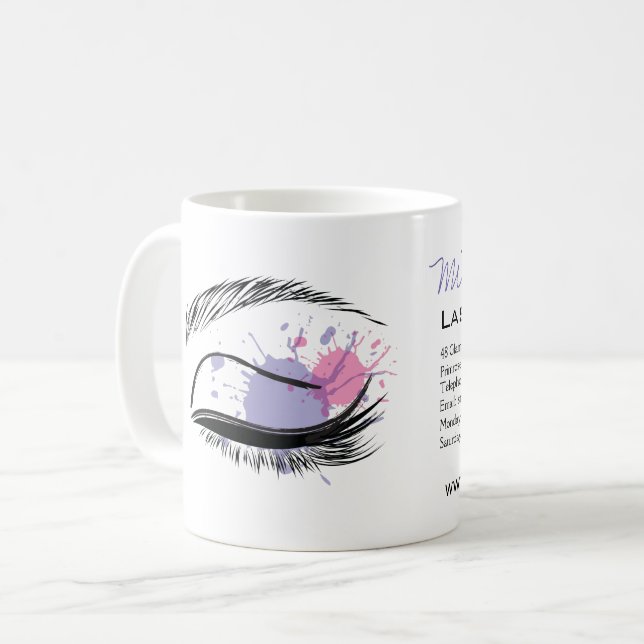 Caneca De Café Olhos de aquarela Ícone de extensão Lash (Frente Esquerda)