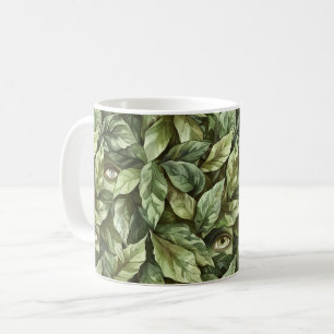 Caneca De Café Olhos de Duende de Folhas Verdes