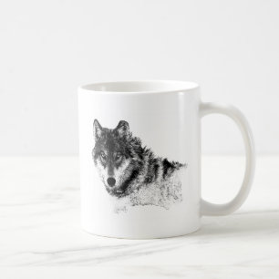 Caneca De Café Olhos do Lobo Inspirador Branco Preto