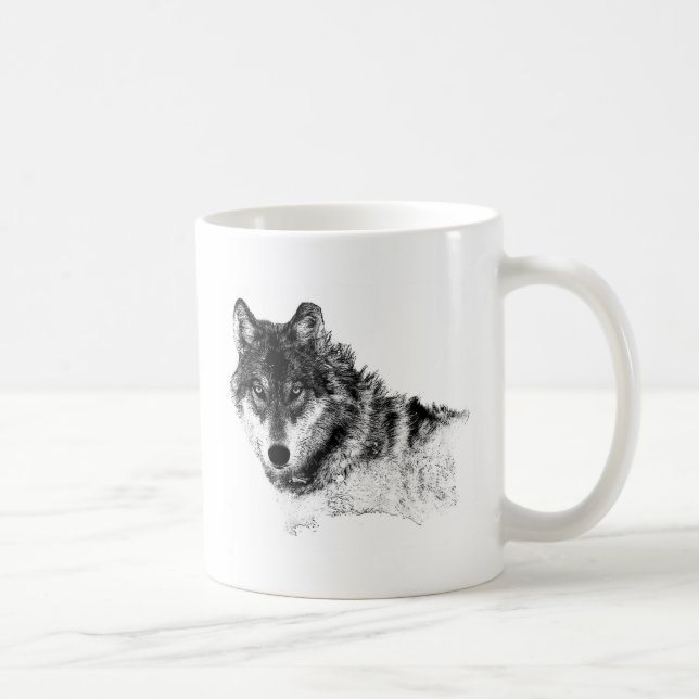 Caneca De Café Olhos do Lobo Inspirador Branco Preto (Direita)