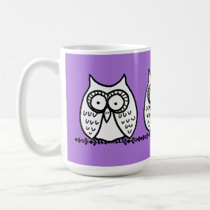 Caneca De Café Olhos Grandes Três Corujas Cartoon Halloween Roxo