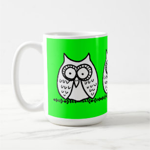 Caneca De Café Olhos Grandes Três Corujas Cartoon Halloween Verde