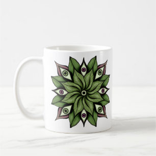 Caneca De Café Olhos Psicodélicos Mandala - Padrão Floral Trippy