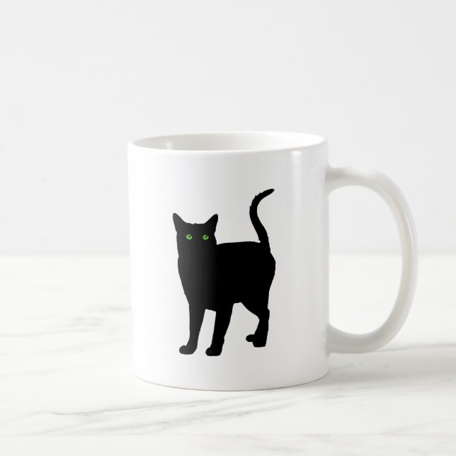 Caneca De Café Olhos verdes de gato preto (Direita)