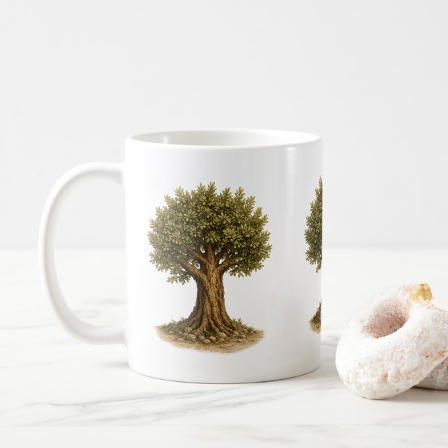 Caneca de Café Olive Branch | Estilo Rústico Medit (Com Donut)