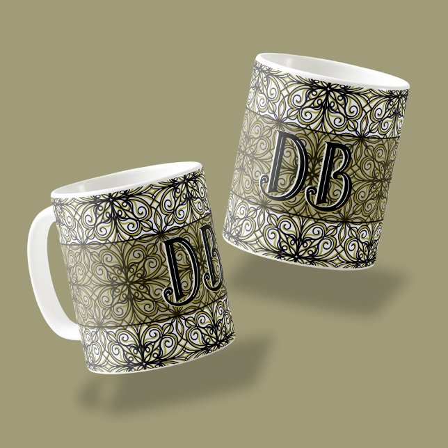 Caneca De Café Olive e Black Boho (Criador carregado)