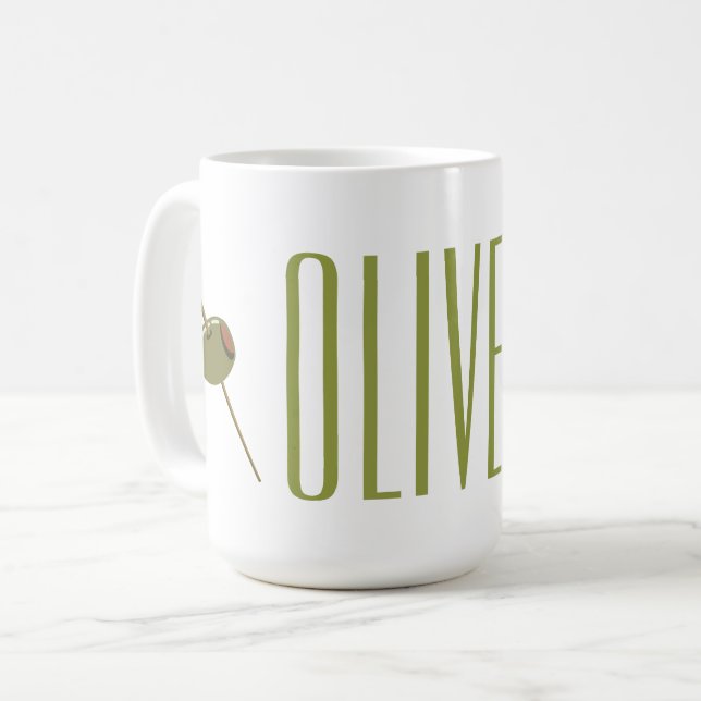 Caneca De Café Olive You (Eu Te Amo) Engraçado Namorados Romântic (Frente Esquerda)