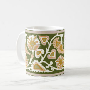 Caneca De Café Oliveira e Peach Art Nouveau Café Floral Mug
