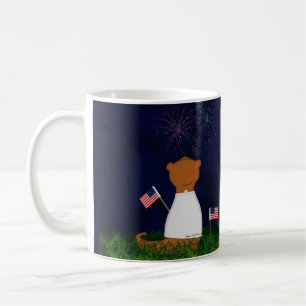 Caneca De Café Oliver A Lontra Assistindo Fogos de Artifício