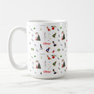 Caneca De Café Oliver A Lontra De Natal Padrão Aleatório