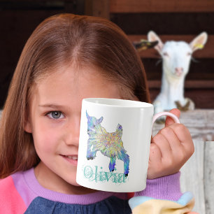 Caneca De Café Olívia Colorida Bela Cabra Bebe Pulando Arte Anima