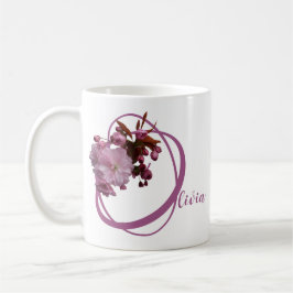 Caneca De Café Olivia personalizável nome bonito cor-de-rosa clas