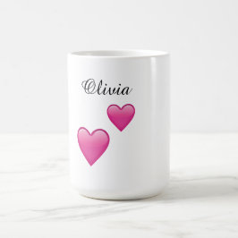 Caneca De Café Olivia Personalized Hearts Emoji Mug
