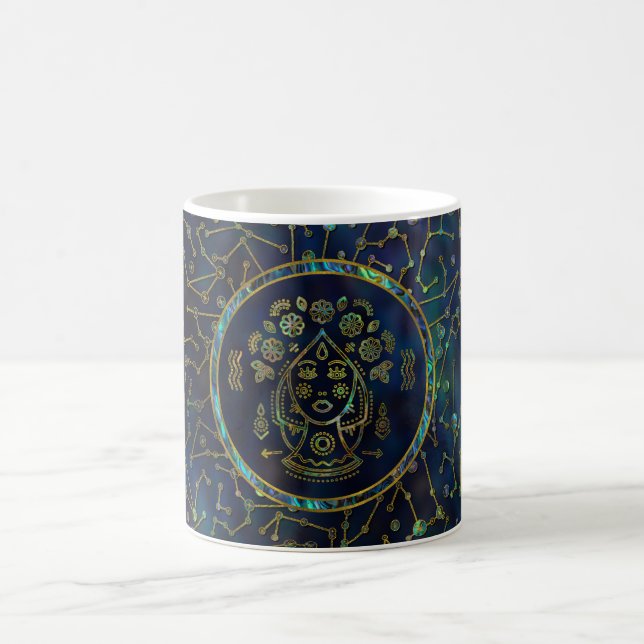 Caneca De Café Olmo Dourado do zodíaco do Virgo na constelação (Centro)