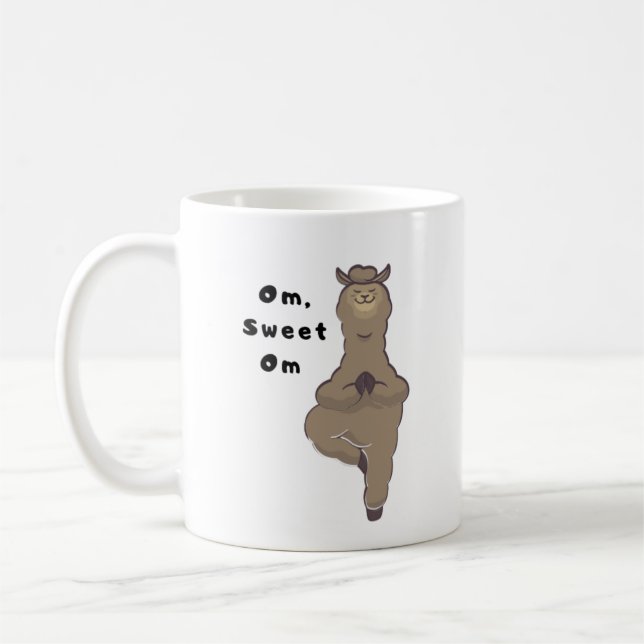 Caneca De Café Om, Doce Om - Engraçado Llama Yoga Pun (Esquerda)