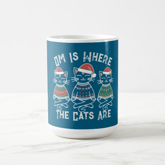 Caneca De Café Om É Onde Estão Os Gatos - Feliz Natal (Centro)