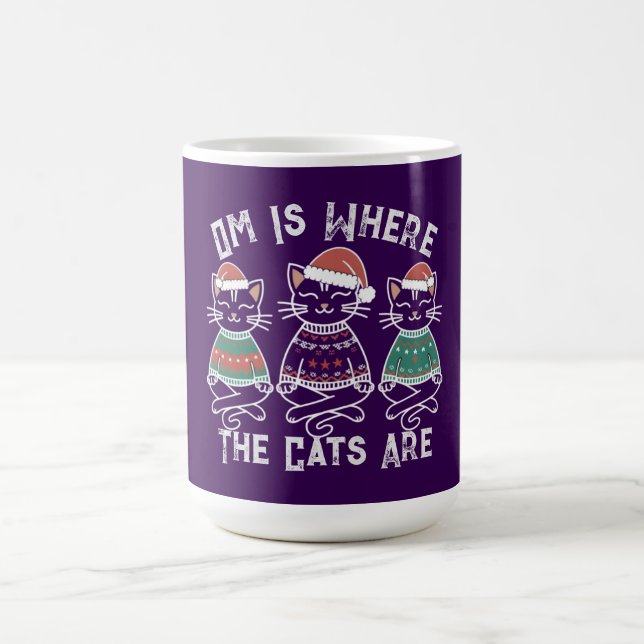 Caneca De Café Om É Onde Estão Os Gatos - Feliz Natal (Centro)