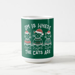 Caneca De Café Om É Onde Estão Os Gatos - Feliz Natal