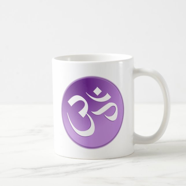Caneca De Café OM, em roxo e em branco (Direita)