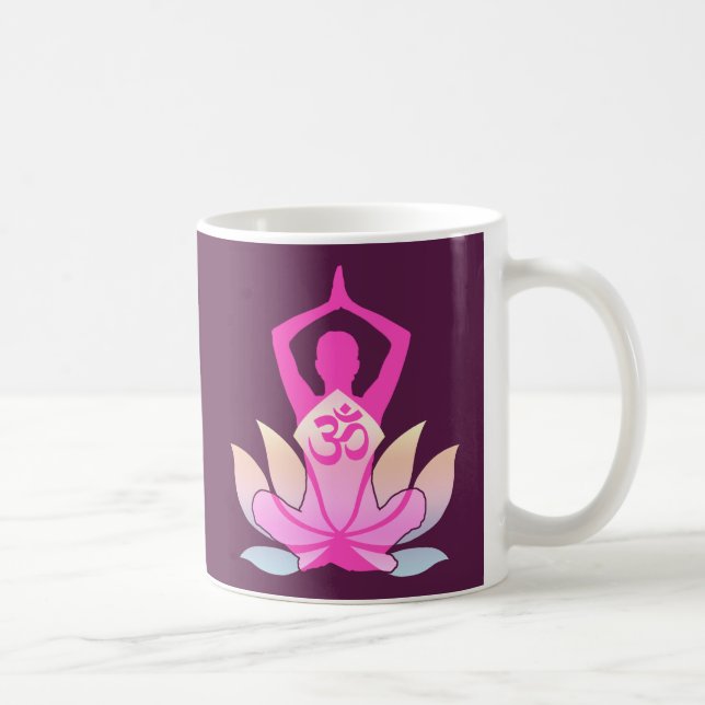 Caneca De Café OM Namaste Lotus Flower Yoga em roxo (Direita)
