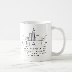 Caneca De Café Omaha Estrilizou Skyline   Mug De Café De Slogan 