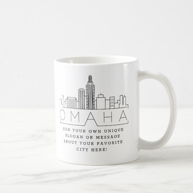 Caneca De Café Omaha Estrilizou Skyline | Mug De Café De Slogan P (Direita)