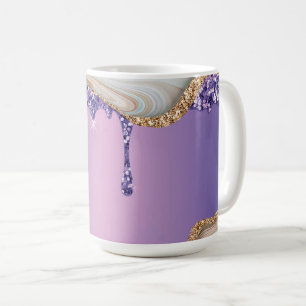 Caneca De Café Ombre Dourado Moderno Mármore Glam Folha Metálica