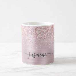 Caneca De Café Ombre em Brilho Dourado Rosa Monograma de Metal As