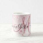 Caneca De Café Ombro de Gradiente de Mármaco Branco, Cor-de-Rosa,<br><div class="desc">Este design elegante e feminino perfeito para a moda da moda e na moda. Ele apresenta um gradiente de cor rosa brilhante brilhante, cintilante, falsa, em cima de um plano de fundo de pedra mármore rosa e branca. É glamouroso, chico, luxuoso, moderno e clássico. ***NOTA DE DESIGN IMPORTANTE: Para qualquer...</div>