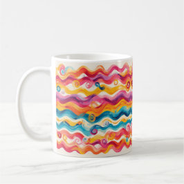 Caneca De Café Onda Abstrata Colorida
