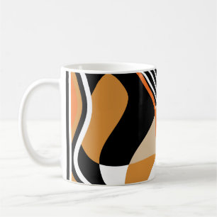 Caneca De Café onda abstrato: padrão preto vintage