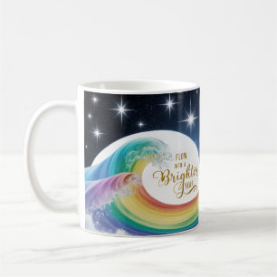 Caneca De Café Onda Arco-íris Ano Mais Brilhante Inspirador Cláss