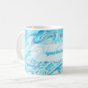 Caneca De Café Onda Azul Oceano Textura de Mármore Abstrato Líqui