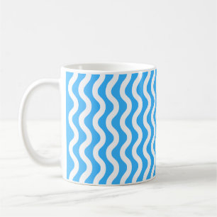 Caneca De Café Onda Branca Simples Azul 11 oz. Coffee Tea Mug