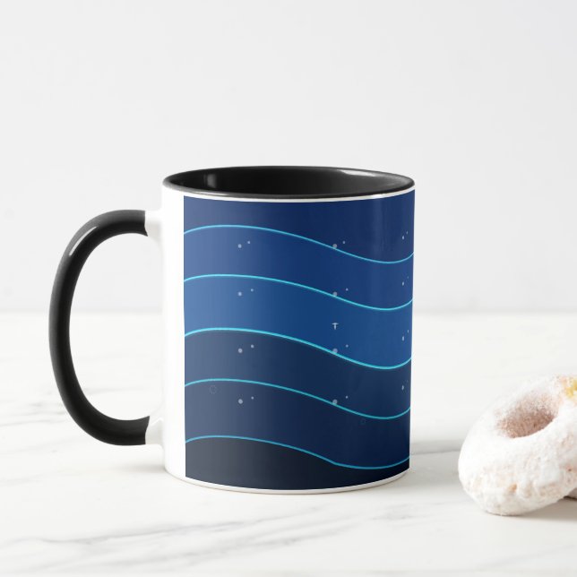 Caneca de Café Onda do Oceano | Ondas do Mar Azul  (Com Donut)