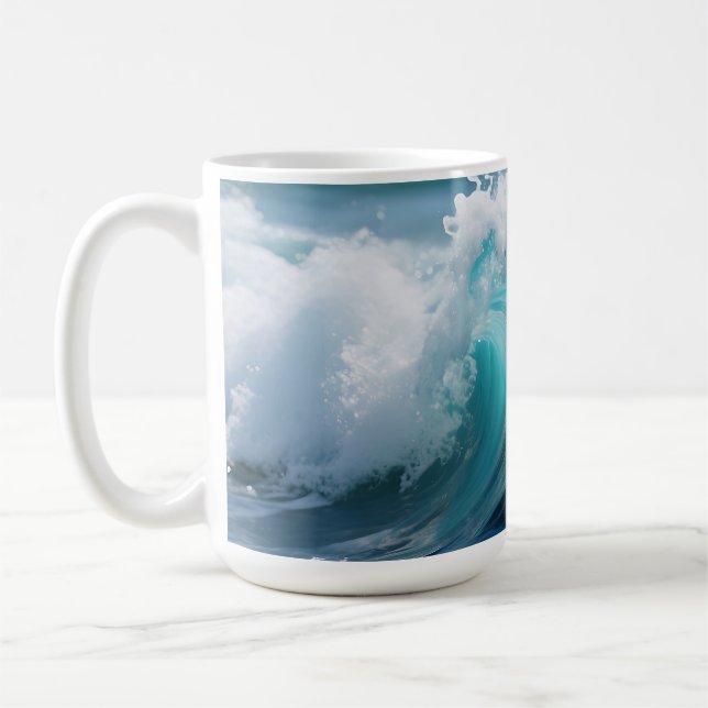 Caneca De Café Onda Dourada do Mar Turquesa (Esquerda)