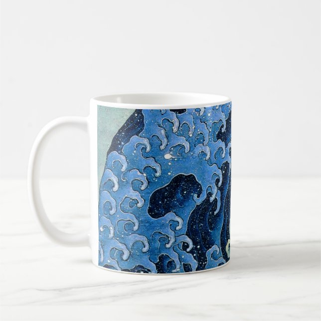 Caneca De Café Onda Feminina Hokusai Vintage Oceano  (Esquerda)