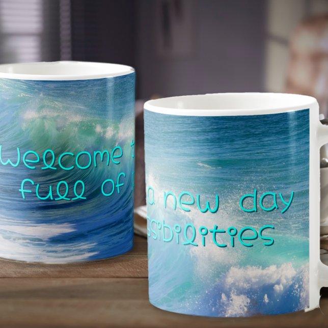 Caneca De Café Onda Oceânica Encorajando Dizer (Criador carregado)